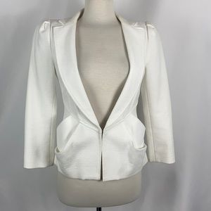 Nanette Lepore White Double Pleat Front Blazer